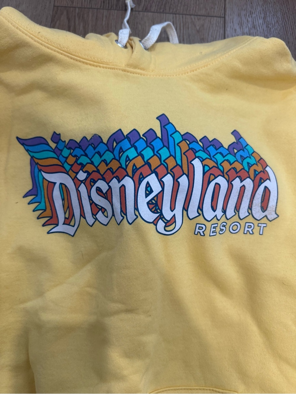 Disney Yellow Hoodie with Colorful Retro Disneyland Logo